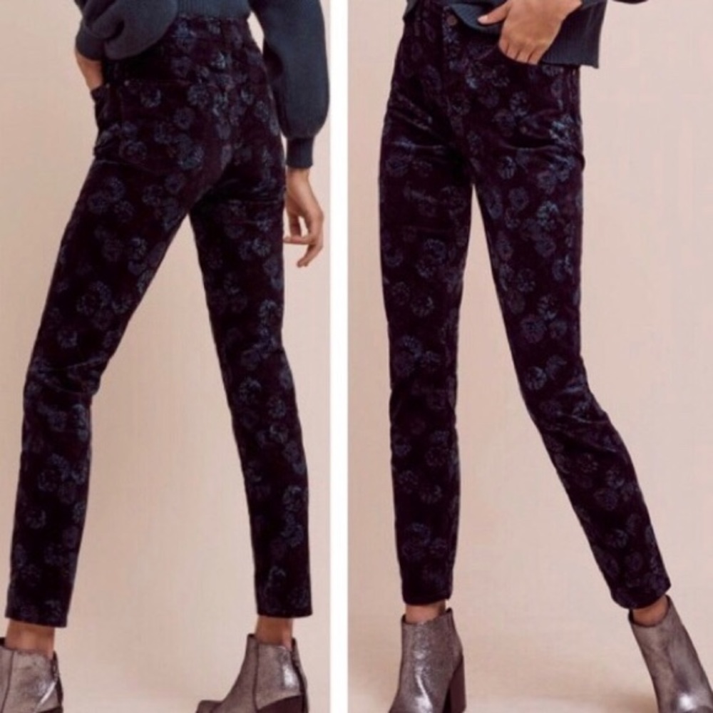 Script High-Rise Velvet Pants by Pilcro